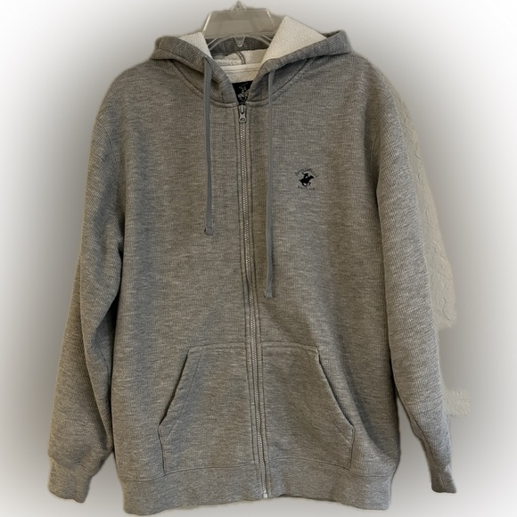Beverly Hills Polo Club Other - Beverly Hills Polo Club Men’s Waffle Knit Sherpa Lined Heather Grey Hoodie, M